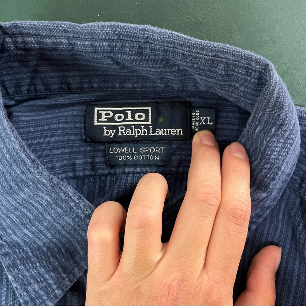 VINTAGE Polo Ralph Lauren Men's XL Lowell Sport Shirt 100% Cotton Blue (342)